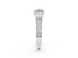 White gold Cushion Cut Cut Pave Diamond Engagement Ring with Channel Set Band and Four-Prong Setting_2