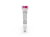 White gold Cushion Cut Cut Pave Diamond Engagement Ring with Channel Set Band and Four-Prong Setting_2