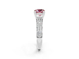 White gold Cushion Cut Cut Pave Diamond Engagement Ring with Channel Set Band and Four-Prong Setting_2