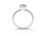 White gold Cushion Cut Cut Pave Diamond Engagement Ring with Channel Set Band and Four-Prong Setting_3