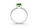 White gold Cushion Cut Cut Pave Diamond Engagement Ring with Channel Set Band and Four-Prong Setting_3