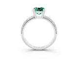 White gold Cushion Cut Cut Pave Diamond Engagement Ring with Channel Set Band and Four-Prong Setting_3