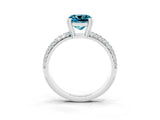 White gold Cushion Cut Cut Pave Diamond Engagement Ring with Channel Set Band and Four-Prong Setting_3