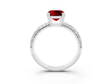 White gold Cushion Cut Cut Pave Diamond Engagement Ring with Channel Set Band and Four-Prong Setting_3