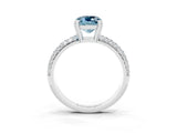 White gold Cushion Cut Cut Pave Diamond Engagement Ring with Channel Set Band and Four-Prong Setting_3