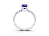 White gold Cushion Cut Cut Pave Diamond Engagement Ring with Channel Set Band and Four-Prong Setting_3
