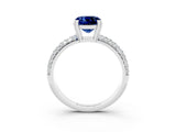 White gold Cushion Cut Cut Pave Diamond Engagement Ring with Channel Set Band and Four-Prong Setting_3