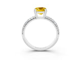 White gold Cushion Cut Cut Pave Diamond Engagement Ring with Channel Set Band and Four-Prong Setting_3