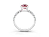 White gold Cushion Cut Cut Pave Diamond Engagement Ring with Channel Set Band and Four-Prong Setting_3