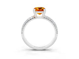 White gold Cushion Cut Cut Pave Diamond Engagement Ring with Channel Set Band and Four-Prong Setting_3