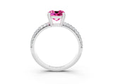 White gold Cushion Cut Cut Pave Diamond Engagement Ring with Channel Set Band and Four-Prong Setting_3