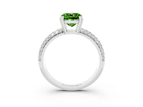 White gold Cushion Cut Cut Pave Diamond Engagement Ring with Channel Set Band and Four-Prong Setting_3