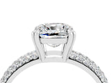 White gold Cushion Cut Cut Pave Diamond Engagement Ring with Channel Set Band and Four-Prong Setting_4