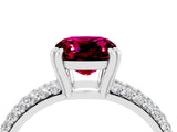 White gold Cushion Cut Cut Pave Diamond Engagement Ring with Channel Set Band and Four-Prong Setting_4