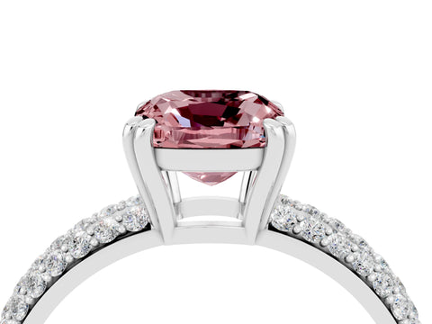 White gold Cushion Cut Cut Pave Diamond Engagement Ring with Channel Set Band and Four-Prong Setting_4