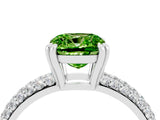 White gold Cushion Cut Cut Pave Diamond Engagement Ring with Channel Set Band and Four-Prong Setting_4