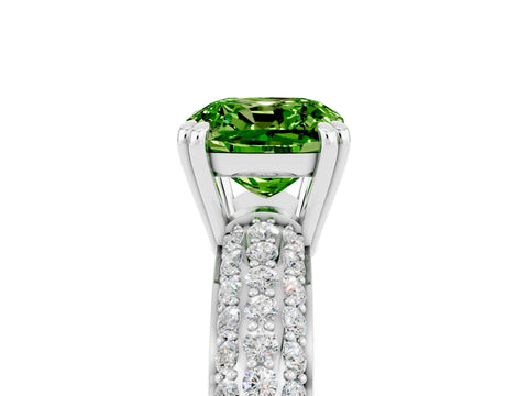 White gold Cushion Cut Cut Pave Diamond Engagement Ring with Channel Set Band and Four-Prong Setting_5
