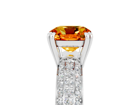 White gold Cushion Cut Cut Pave Diamond Engagement Ring with Channel Set Band and Four-Prong Setting_5