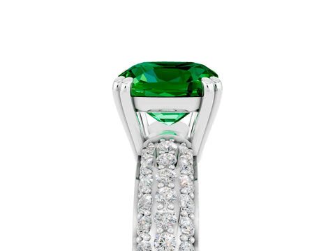 White gold Cushion Cut Cut Pave Diamond Engagement Ring with Channel Set Band and Four-Prong Setting_5