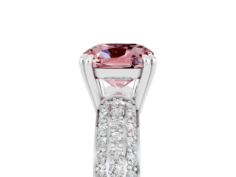 White gold Cushion Cut Cut Pave Diamond Engagement Ring with Channel Set Band and Four-Prong Setting_5