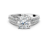 White gold Cushion Cut Cut Pave Split Shank Engagement Ring with Four-Prong Setting_189