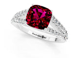 White gold Cushion Cut Cut Split Shank Pave Diamond Engagement Ring with Four-Prong Setting_1