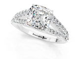 White gold Cushion Cut Cut Split Shank Pave Diamond Engagement Ring with Four-Prong Setting_1