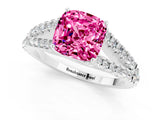 White gold Cushion Cut Cut Split Shank Pave Diamond Engagement Ring with Four-Prong Setting_1