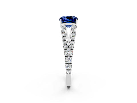 White gold Cushion Cut Cut Split Shank Pave Diamond Engagement Ring with Four-Prong Setting_2