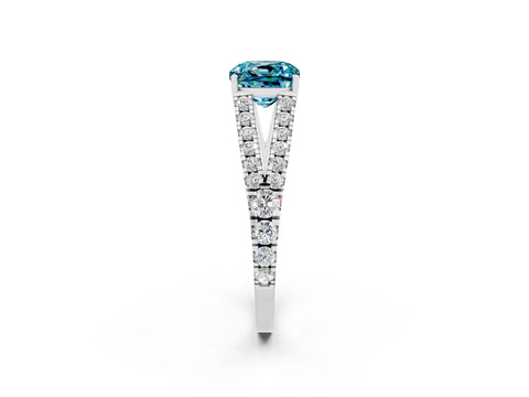 White gold Cushion Cut Cut Split Shank Pave Diamond Engagement Ring with Four-Prong Setting_2