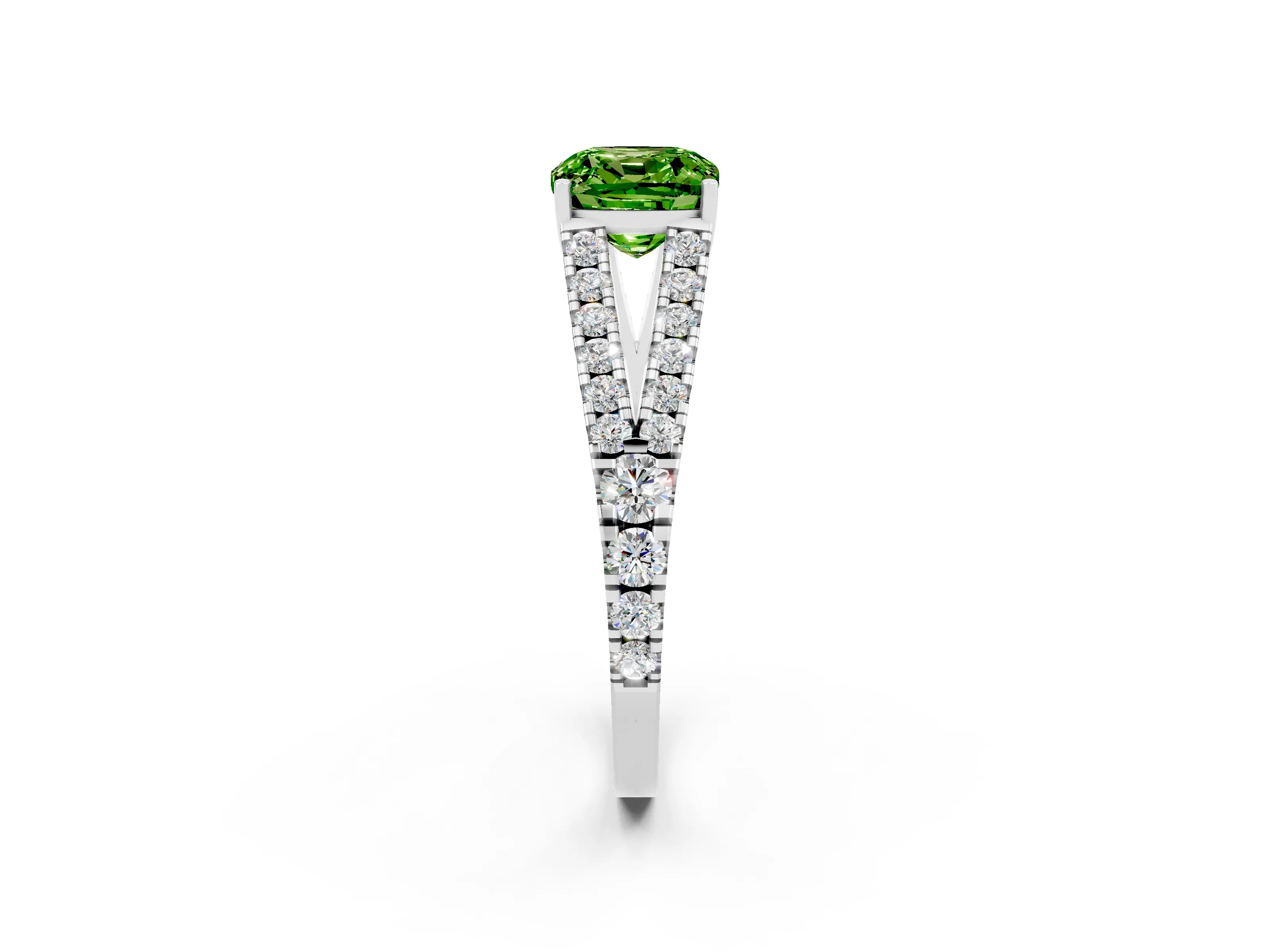 White gold Cushion Cut Cut Split Shank Pave Diamond Engagement Ring with Four-Prong Setting_2