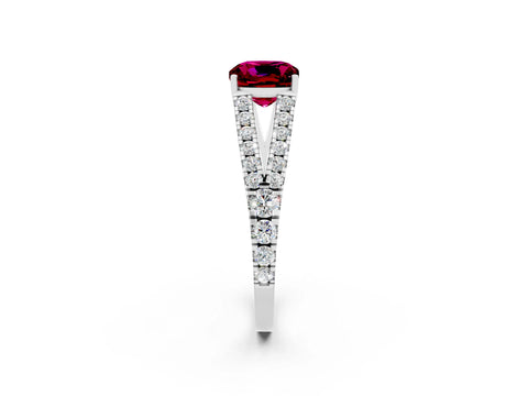 White gold Cushion Cut Cut Split Shank Pave Diamond Engagement Ring with Four-Prong Setting_2