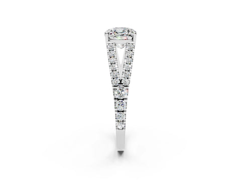 White gold Cushion Cut Cut Split Shank Pave Diamond Engagement Ring with Four-Prong Setting_2
