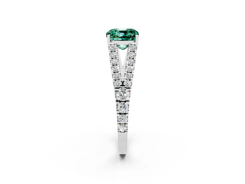White gold Cushion Cut Cut Split Shank Pave Diamond Engagement Ring with Four-Prong Setting_2