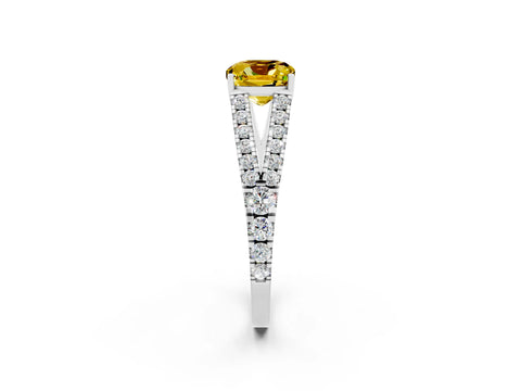 White gold Cushion Cut Cut Split Shank Pave Diamond Engagement Ring with Four-Prong Setting_2