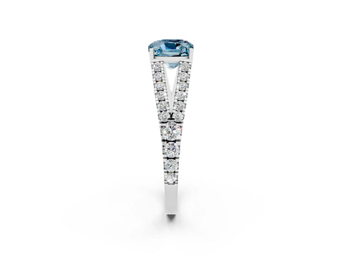 White gold Cushion Cut Cut Split Shank Pave Diamond Engagement Ring with Four-Prong Setting_2