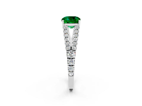 White gold Cushion Cut Cut Split Shank Pave Diamond Engagement Ring with Four-Prong Setting_2