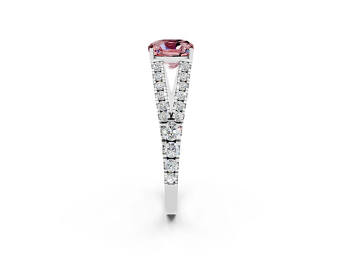 White gold Cushion Cut Cut Split Shank Pave Diamond Engagement Ring with Four-Prong Setting_2