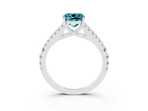 White gold Cushion Cut Cut Split Shank Pave Diamond Engagement Ring with Four-Prong Setting_3