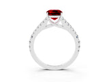 White gold Cushion Cut Cut Split Shank Pave Diamond Engagement Ring with Four-Prong Setting_3