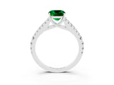 White gold Cushion Cut Cut Split Shank Pave Diamond Engagement Ring with Four-Prong Setting_3