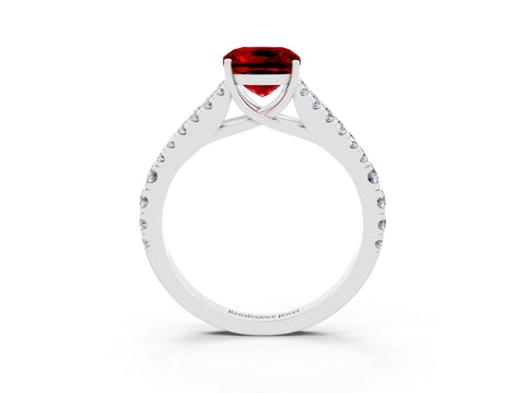 White gold Cushion Cut Cut Split Shank Pave Diamond Engagement Ring with Four-Prong Setting_3