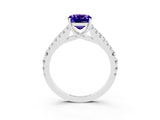 White gold Cushion Cut Cut Split Shank Pave Diamond Engagement Ring with Four-Prong Setting_3