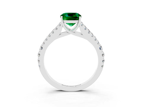 White gold Cushion Cut Cut Split Shank Pave Diamond Engagement Ring with Four-Prong Setting_3