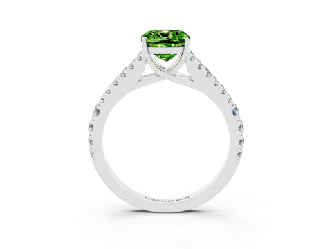 White gold Cushion Cut Cut Split Shank Pave Diamond Engagement Ring with Four-Prong Setting_3