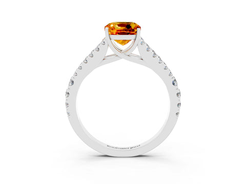 White gold Cushion Cut Cut Split Shank Pave Diamond Engagement Ring with Four-Prong Setting_3
