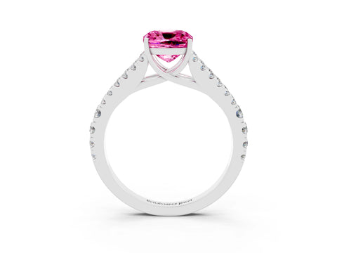White gold Cushion Cut Cut Split Shank Pave Diamond Engagement Ring with Four-Prong Setting_3