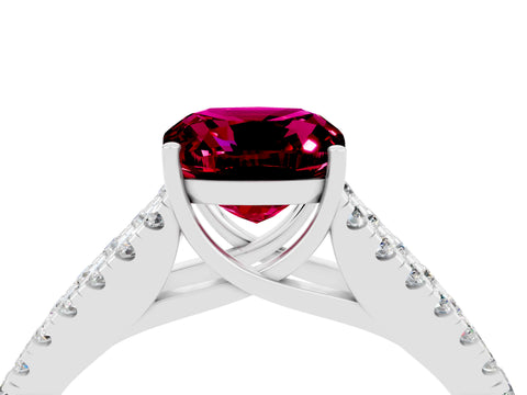 White gold Cushion Cut Cut Split Shank Pave Diamond Engagement Ring with Four-Prong Setting_4