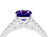 White gold Cushion Cut Cut Split Shank Pave Diamond Engagement Ring with Four-Prong Setting_4