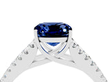 White gold Cushion Cut Cut Split Shank Pave Diamond Engagement Ring with Four-Prong Setting_4